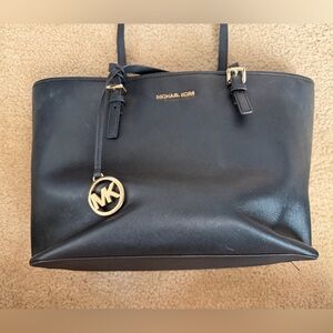 Used Large Black Michael Kors Multifunction Laptop Shoulder Tote Black Bag